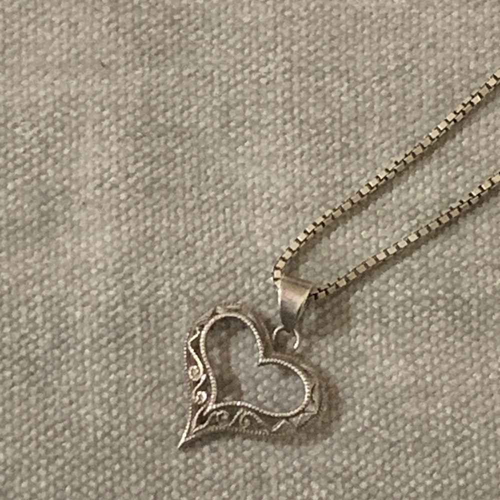 Sterling Silver Necklace With A Sterling Silver Heart Charm
